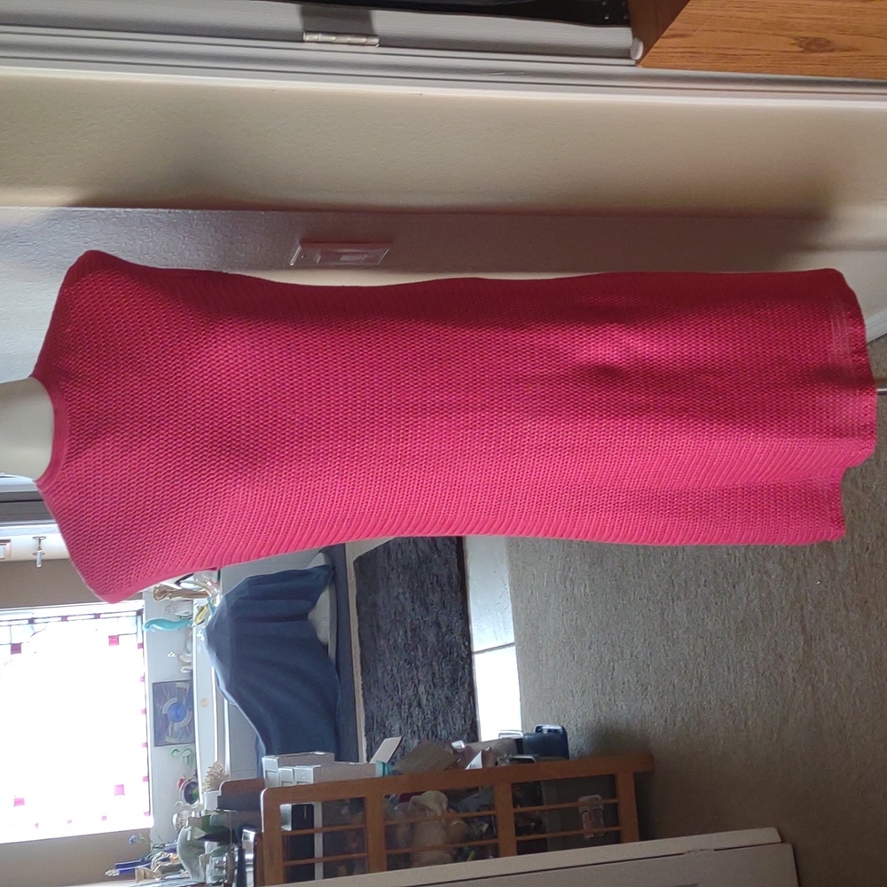 Vintage Misea pink silk lined fine knit shift dress size small